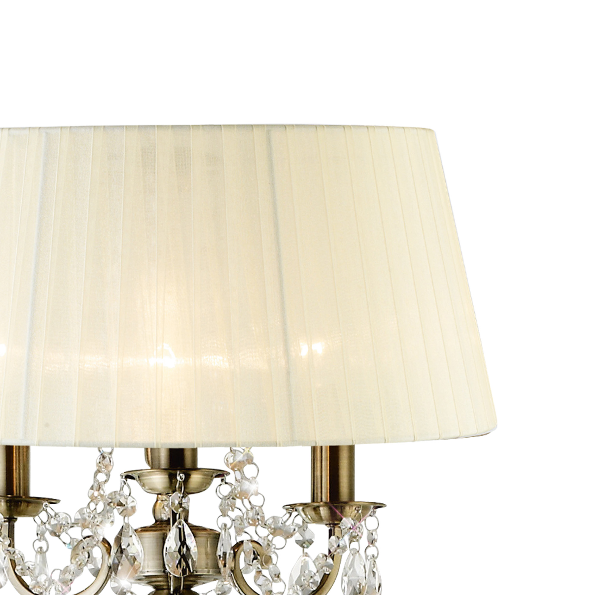 Olivia Antique Brass-Ivory Cream Crystal Floor Lamps Diyas Shaded Floor Lamps